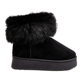 Damen-Plateau-Schneestiefel mit Fell Schwarz Mancy
