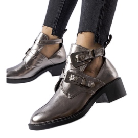 Dunkelmetallische, hochgeschnittene Stiefeletten von Ritaldi silber-