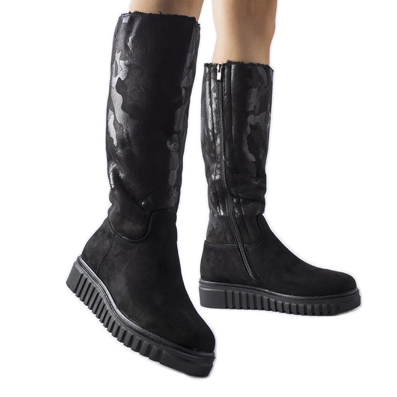 Piazzolla schwarze isolierte Camo-Öko-Wildlederstiefel