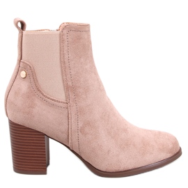 Klassische Stiefeletten mit hohem Absatz in Rosey Khaki beige