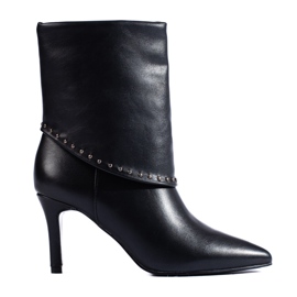 SHELOVET Schwarze, elegante Stiefeletten mit hohem Absatz