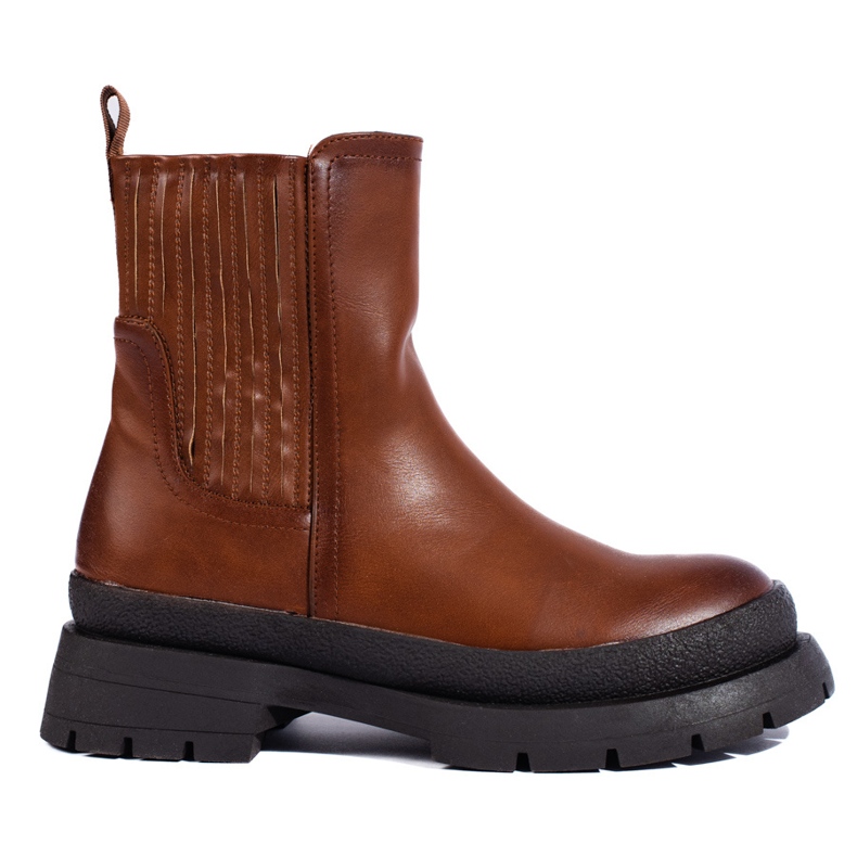 SHELOVET Braune Chelsea-Stiefel mit dicker Sohle