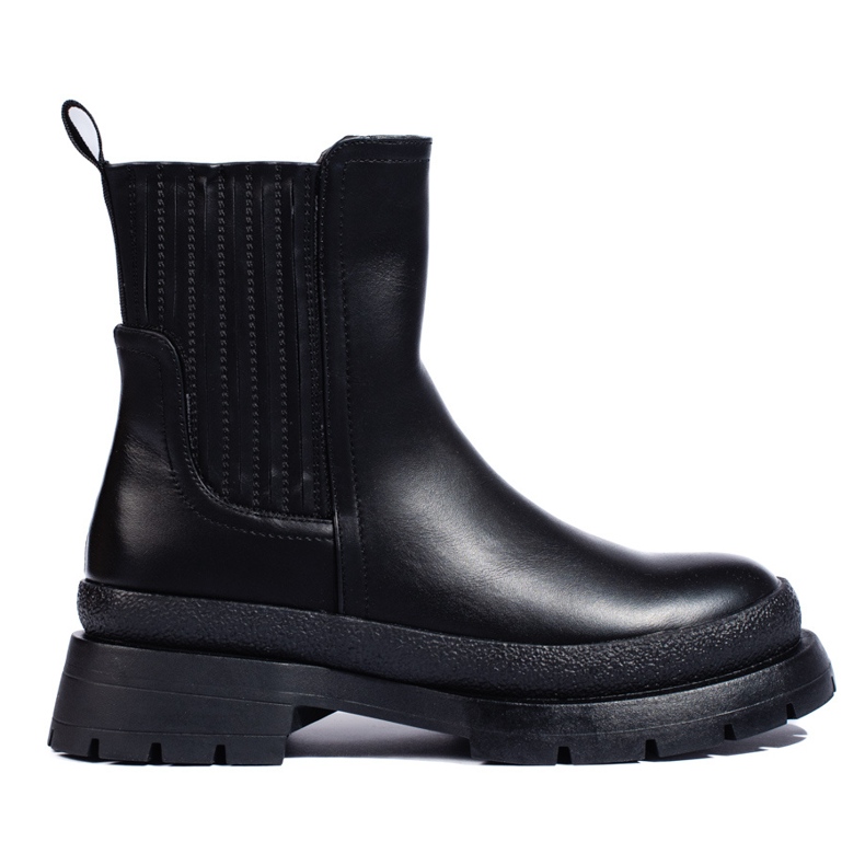 SHELOVET Schwarze Chelsea-Stiefel mit dicker Sohle