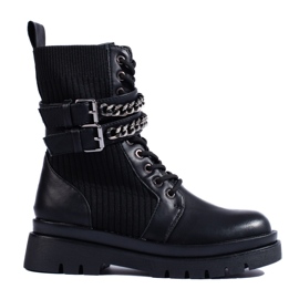 SHELOVET Schwarze Damenbaggies mit Schnallen