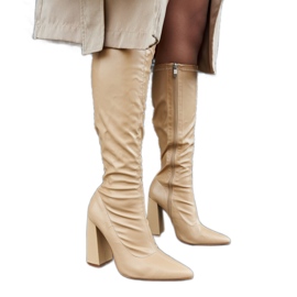 Beigefarbene High-Heel-Stiefel von Abelino