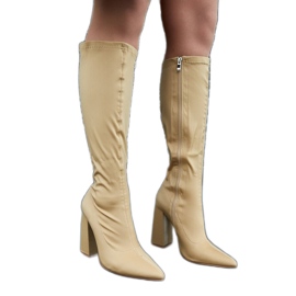Beigefarbene High-Heel-Stiefel von Kemp