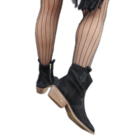 Karino-Stiefeletten aus schwarzem Leder mit niedrigem Absatz