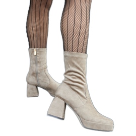 Beigefarbene Haven-Stiefeletten mit hohem Absatz