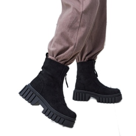 Schwarze isolierte Stiefeletten mit Azzurra-Reißverschluss