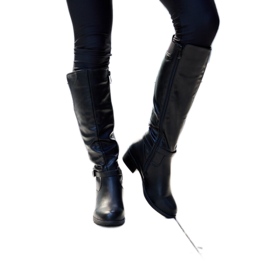 Schwarze Castelvetro-Stiefel mit niedrigem Absatz