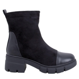 Olson Schwarze Stiefeletten mit weitem Absatz