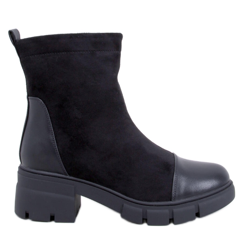 Olson Schwarze Stiefeletten mit weitem Absatz