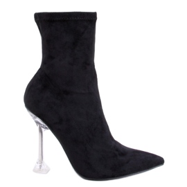 Merrisa Schwarze transparente Stiefeletten mit hohem Absatz