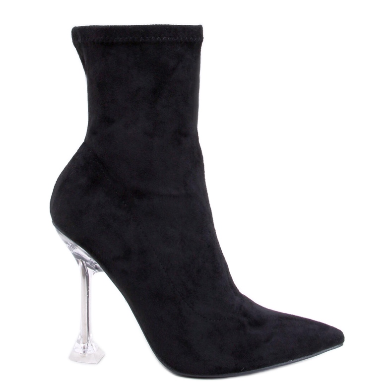 Merrisa Schwarze transparente Stiefeletten mit hohem Absatz