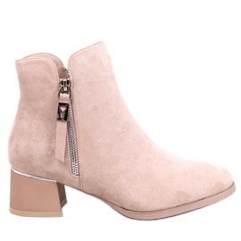 Leines Beige Stiefeletten mit niedrigem Absatz