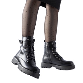 Schwarze isolierte Stiefeletten mit dekorativer Fino-Schnalle