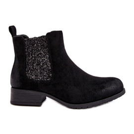 Damen-Chelsea-Stiefel mit flachem Absatz, Schwarz Sauamia