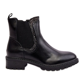 Damen-Chelsea-Stiefel mit niedrigem Schaft und flachem Absatz, Schwarz Kassona
