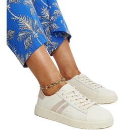 Beigefarbene Schnürsneaker aus Leder