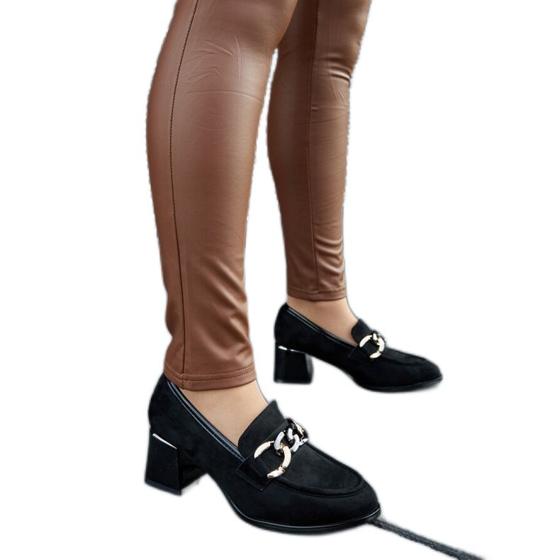 Schwarze Pumps mit Öko-Wildleder-Block