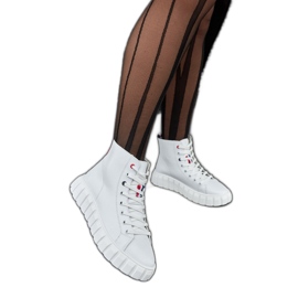 Inna Carassai lange weiße Ledersneaker