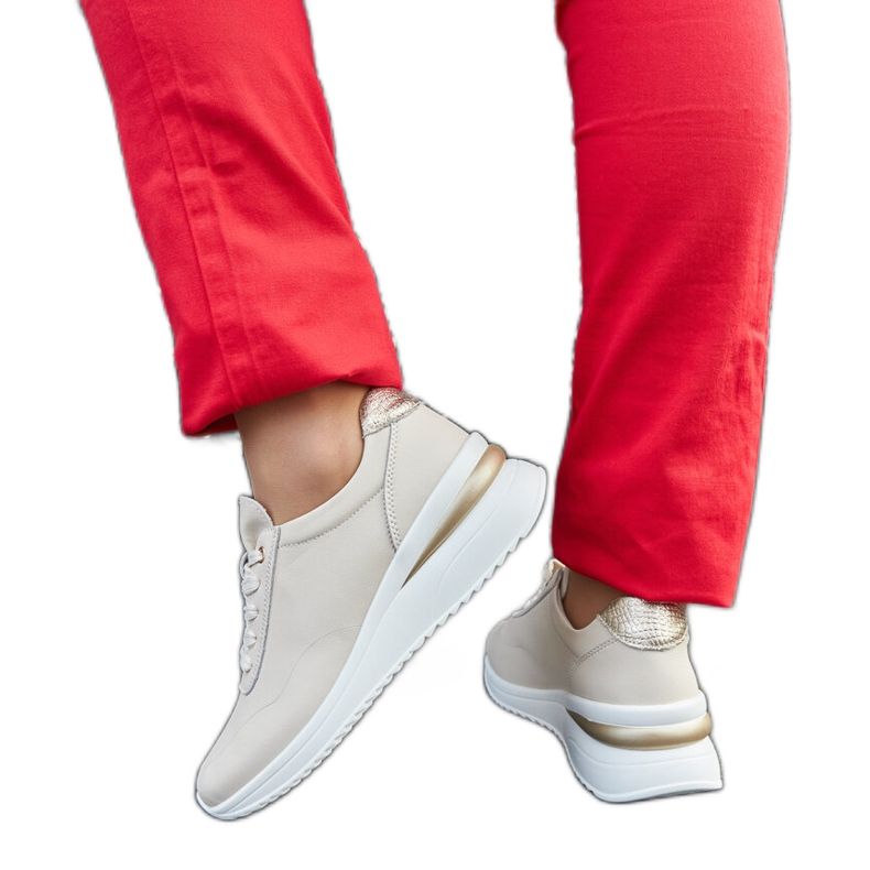 Beige Keilsneaker aus Leder von Federico