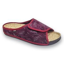 Inblu Damenhausschuhe mit Korkeinsatz 155D141, Burgunderrot