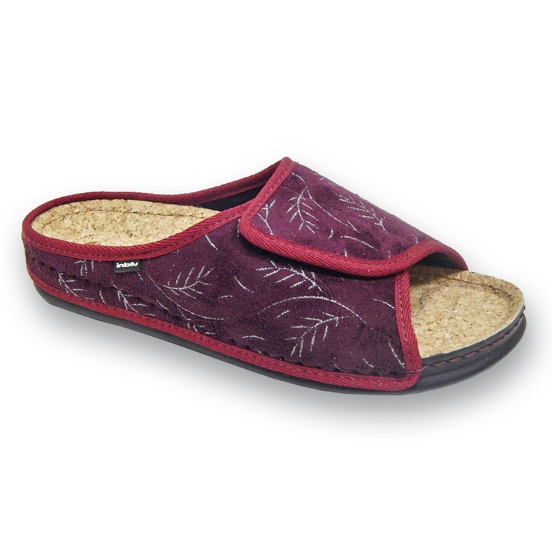 Inblu Damenhausschuhe mit Korkeinsatz 155D141, Burgunderrot