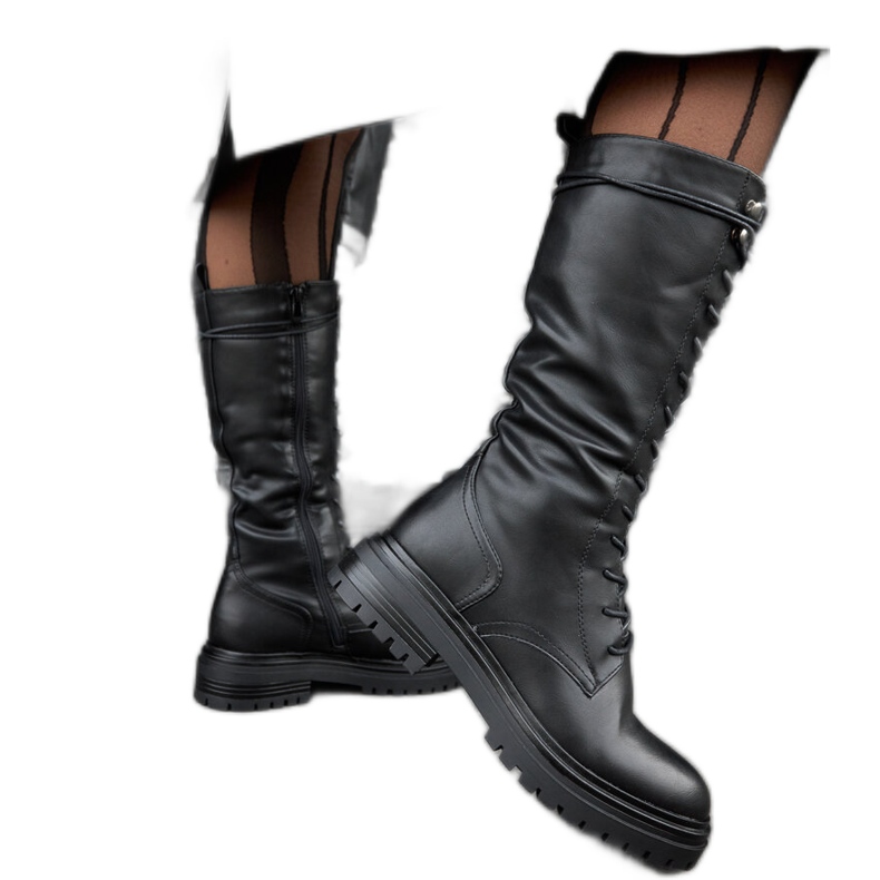 Schwarze, hochgeschnürte Montepiano-Arbeiterschuhe