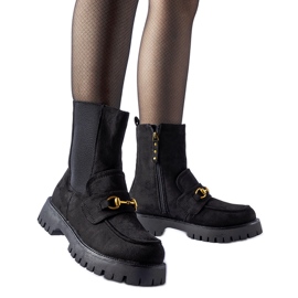Schwarze isolierte Stiefel mit Overlook-Schnalle