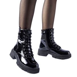 Schwarze, leicht isolierte Cunha-Stiefeletten aus Lack