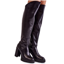 Alberto Violli Overknee-Stiefel aus schwarzem Leder für Damen Georgette