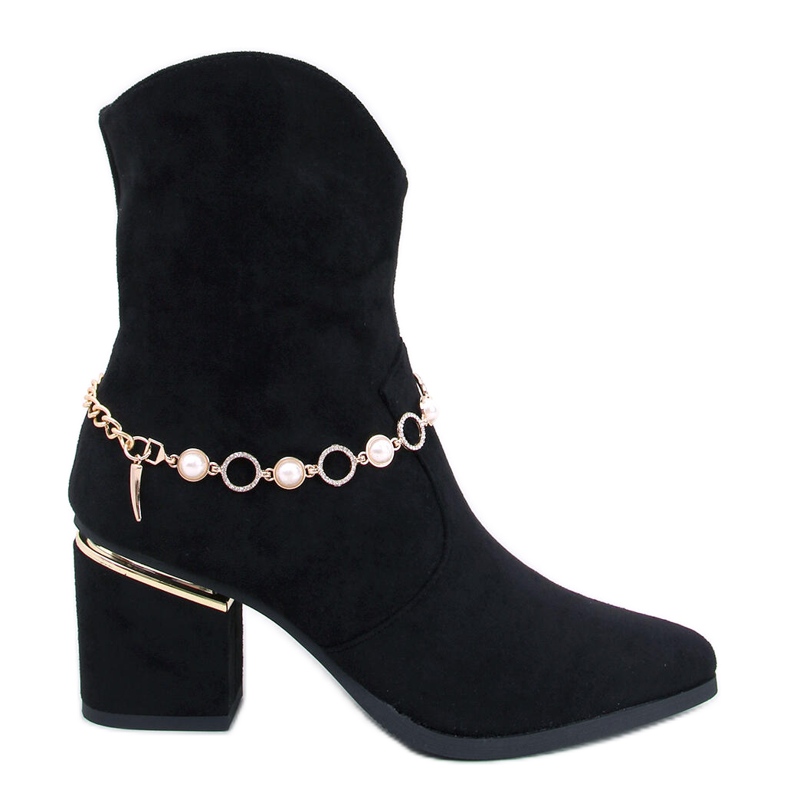 Bralin Schwarze Stiefeletten mit hohem Absatz und Kette