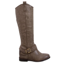 Watson Khaki-Stiefel mit verstecktem Keilabsatz beige