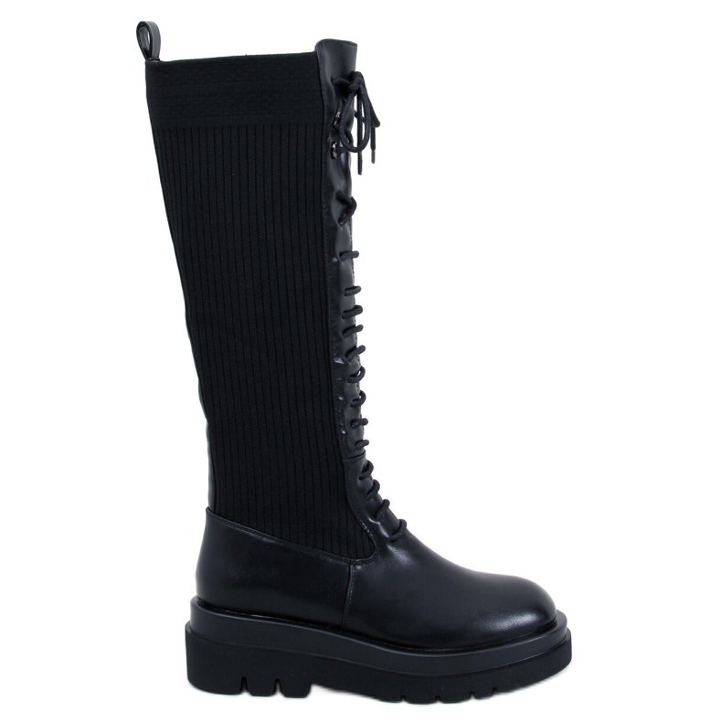 Stebb Schwarze Stiefel mit flexiblem Obermaterial
