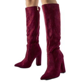Burgunderrote High-Heel-Stiefel von Cinq-Mars