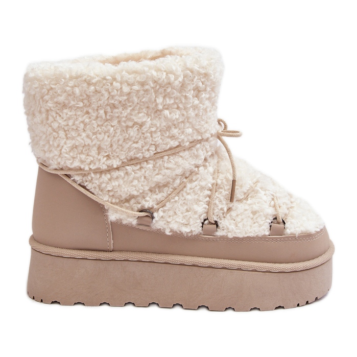 Damen-Schneestiefel zum Schnüren mit dicker Sohle, Beige Loso