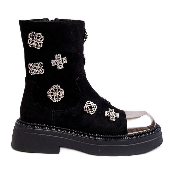 S.Barski Isolierte Wildleder-Stiefeletten mit Verzierungen D&amp;A MR870-14 Schwarz