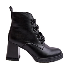 S.Barski Damen-Schnürstiefel mit hohem Absatz D&amp;A CR8120 Schwarz