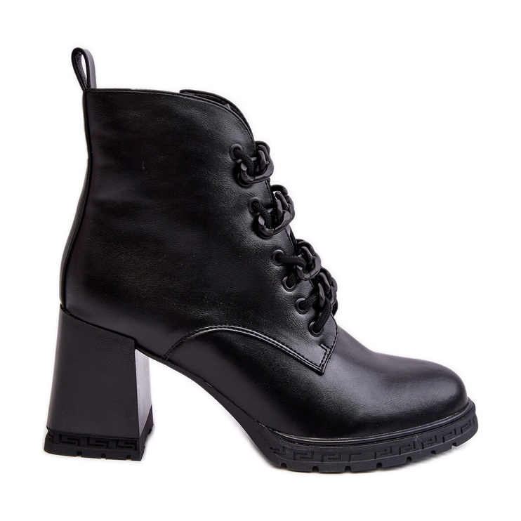 S.Barski Damen-Schnürstiefel mit hohem Absatz D&amp;A CR8120 Schwarz