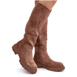 Braune, isolierte Overknee-Stiefel für Damen von Heliofa