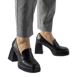 Schwarze Reel-Pumps mit hohem Absatz