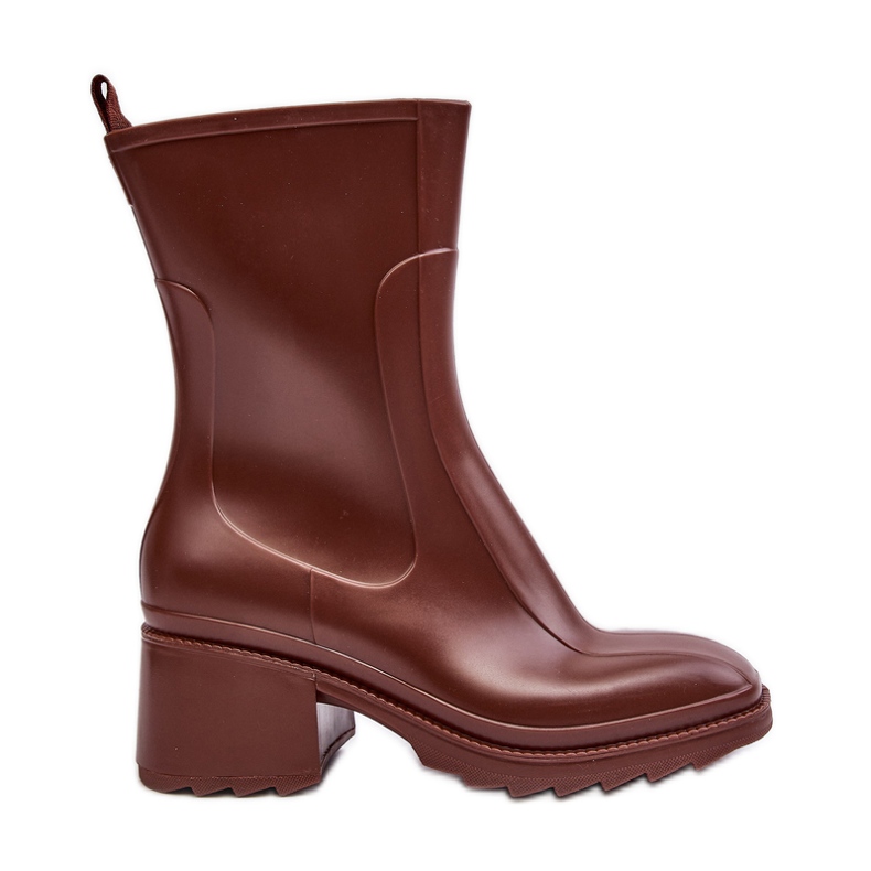 Matte Damen-Gummistiefel mit hohem Absatz, Braun Bertaida