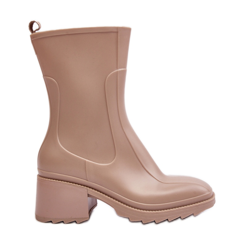 Matte Damen-Gummistiefel mit hohem Absatz, Beige Bertaida