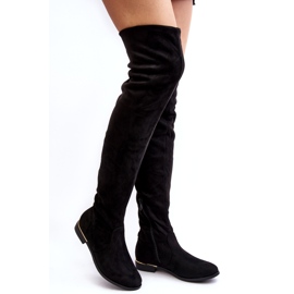 Super Me Overknee-Stiefel für Damen mit flachem Absatz, Black Bikka schwarz