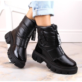 Schwarze Filippo DBT4960 isolierte Damen-Schneestiefel mit Reißverschluss