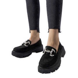 Schwarze Crescenzo-Loafer mit Strasssteinen