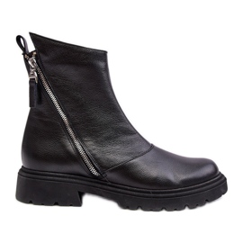 Flache Damenstiefel aus Leder Laura Messi 2620/975 Schwarz