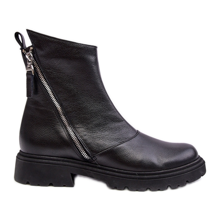 Flache Damenstiefel aus Leder Laura Messi 2620/975 Schwarz