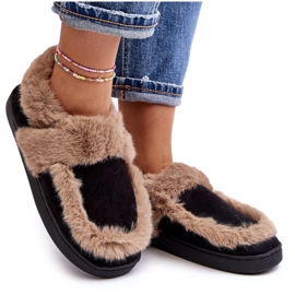 Damenhausschuhe mit Fell Schwarz Sailey